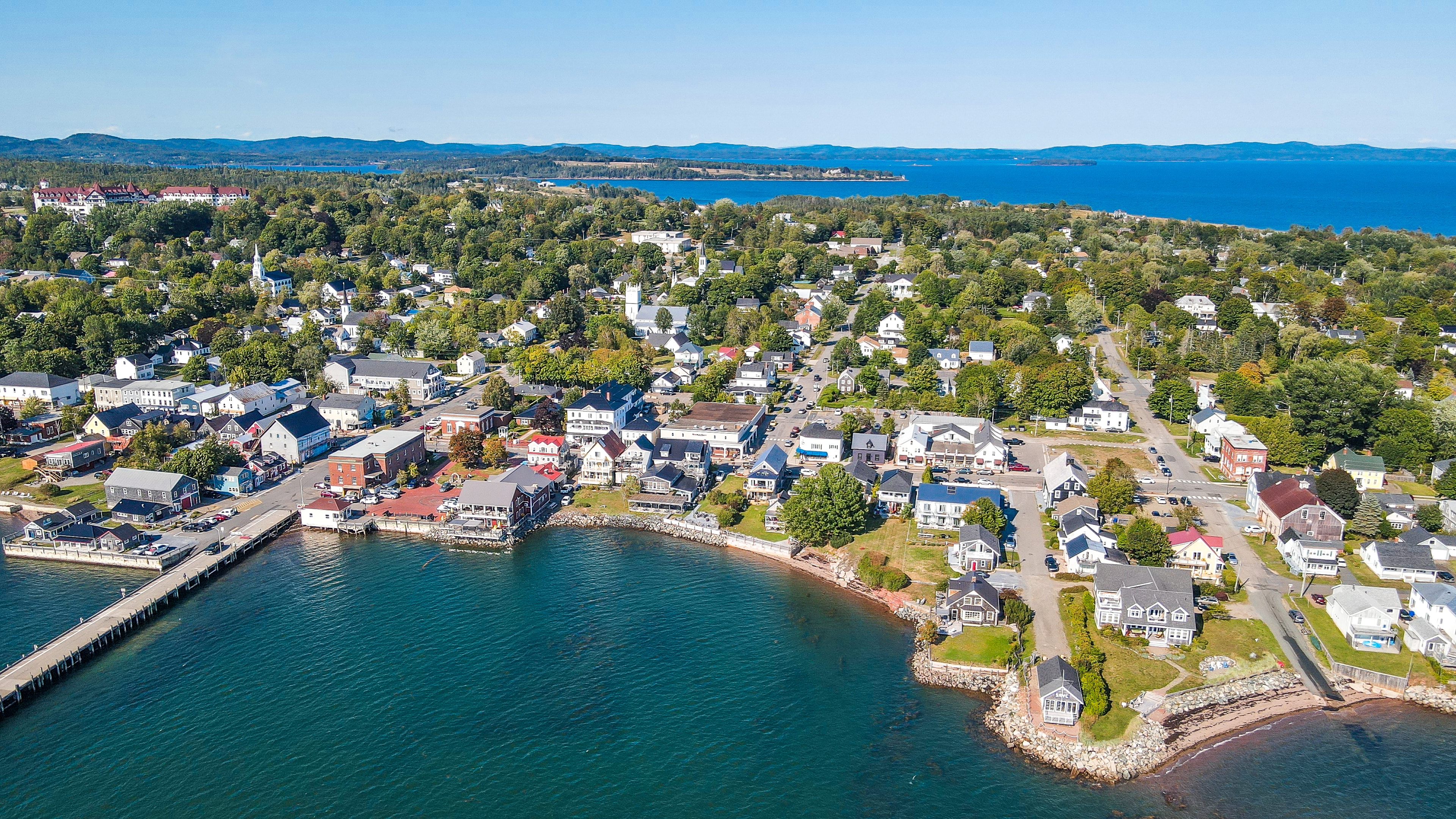 Aerial view of the town of St. Andrews in New Brunswick